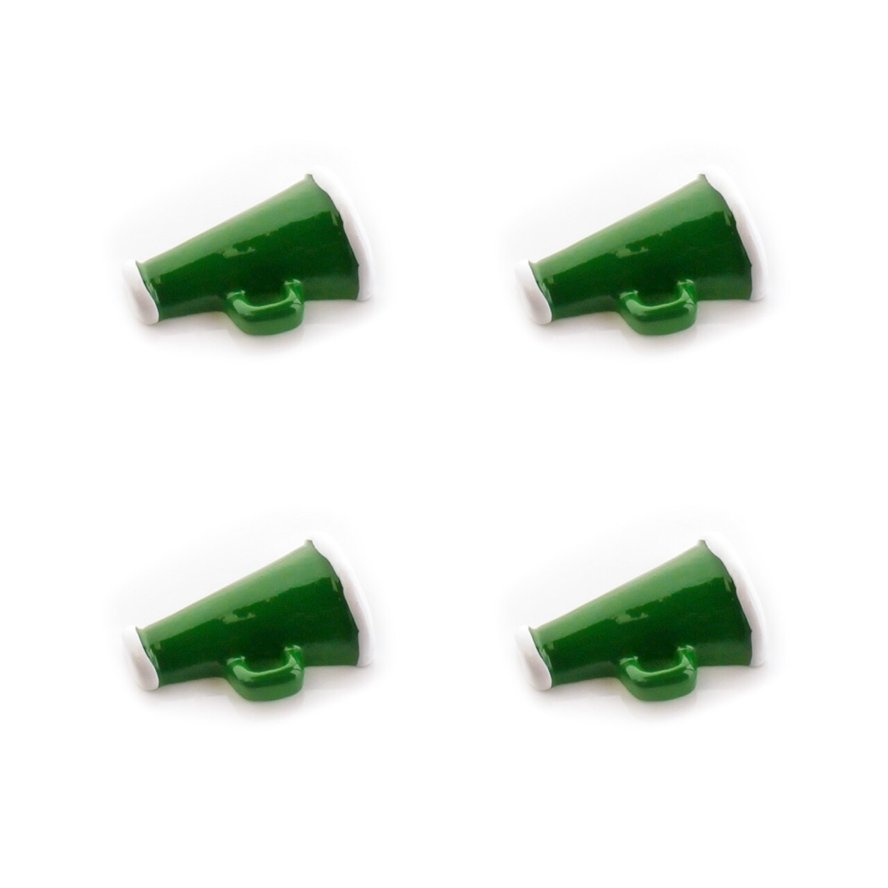 Emerald Green Cheer Megaphone Flatback Craft Embellishments (4 pcs)